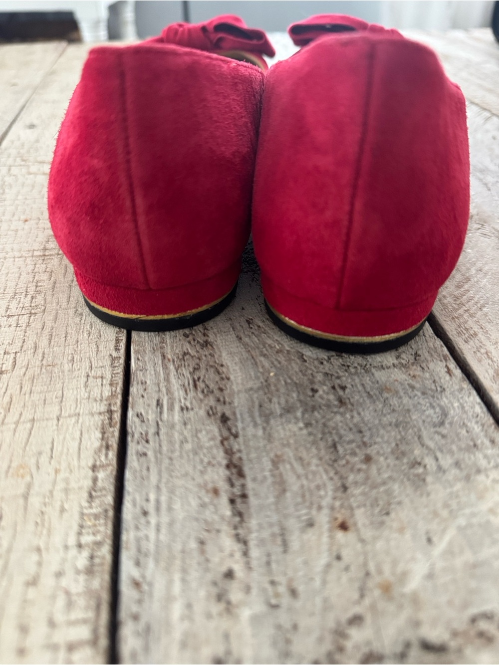 Talbot Wrapped Bow Red Suede Flats New w/out Box - Picture 7 of 11